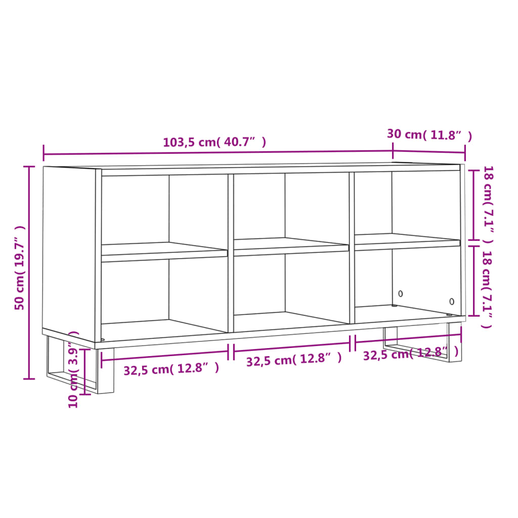 vidaXL TV Cabinet Concrete Grey 103.5x30x50 cm Engineered Wood