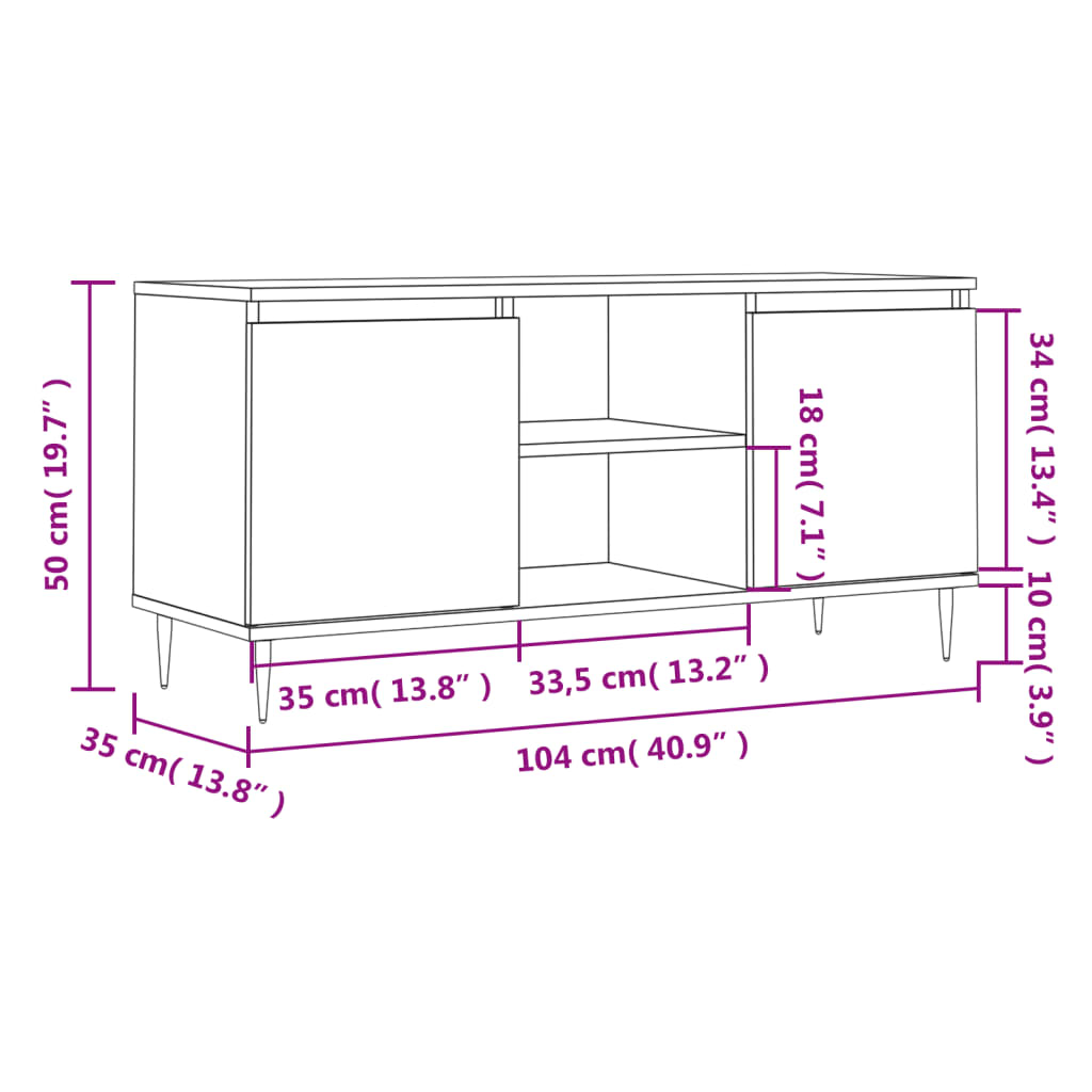 TV Cabinet Sonoma Oak 104x35x50 cm Engineered Wood