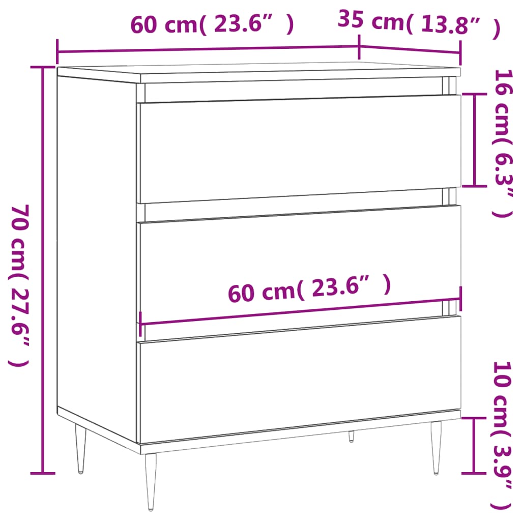 Sideboard White 60x35x70 cm Engineered Wood