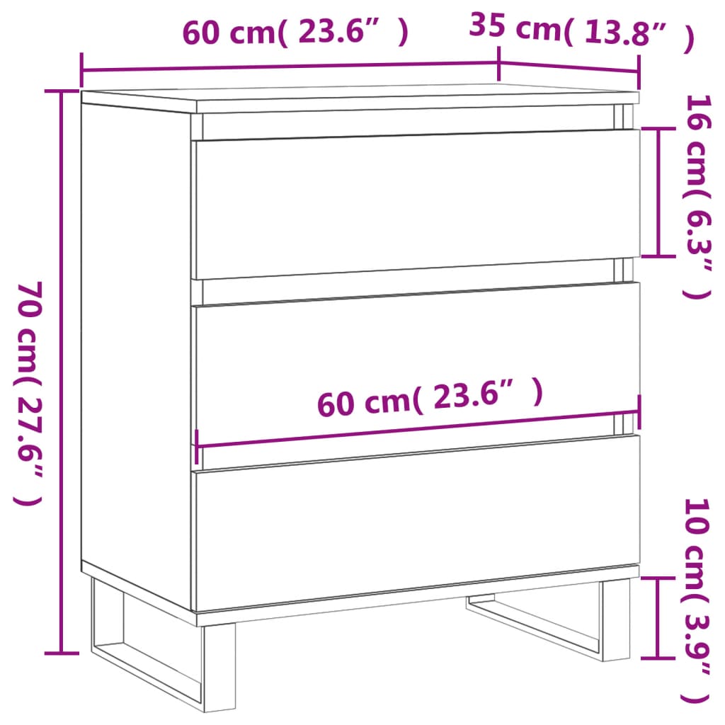 Sideboard White 60x35x70 cm Engineered Wood