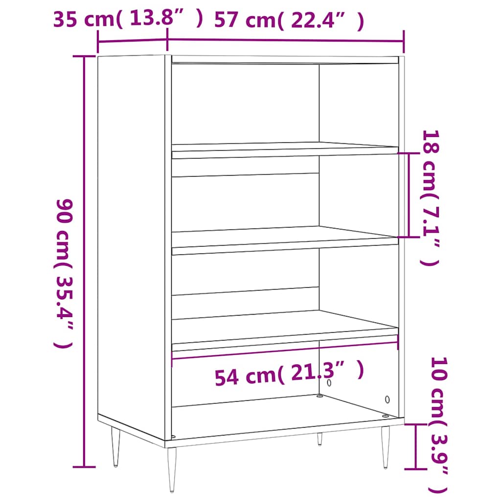 Highboard White 57x35x90 cm Engineered Wood