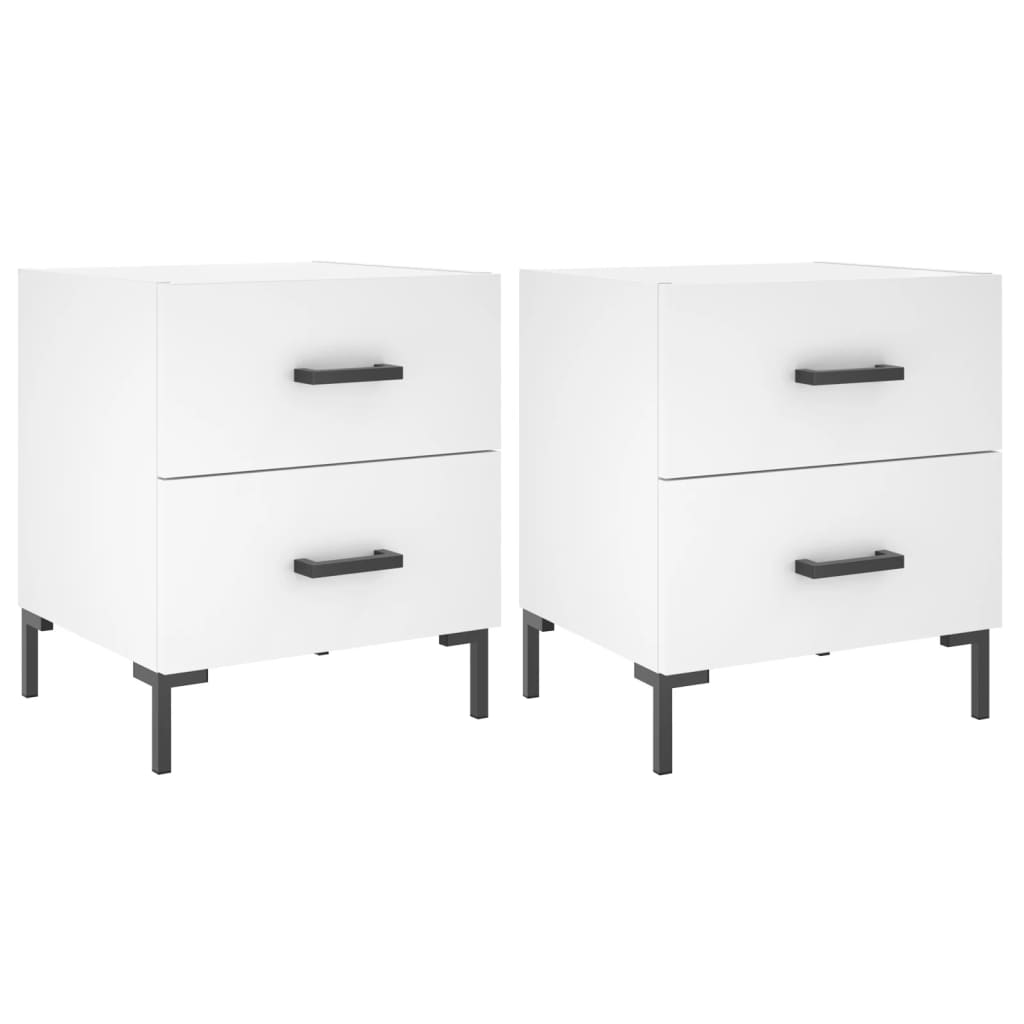 vidaXL Bedside Cabinets 2 pcs White 40x35x47.5 cm Engineered Wood