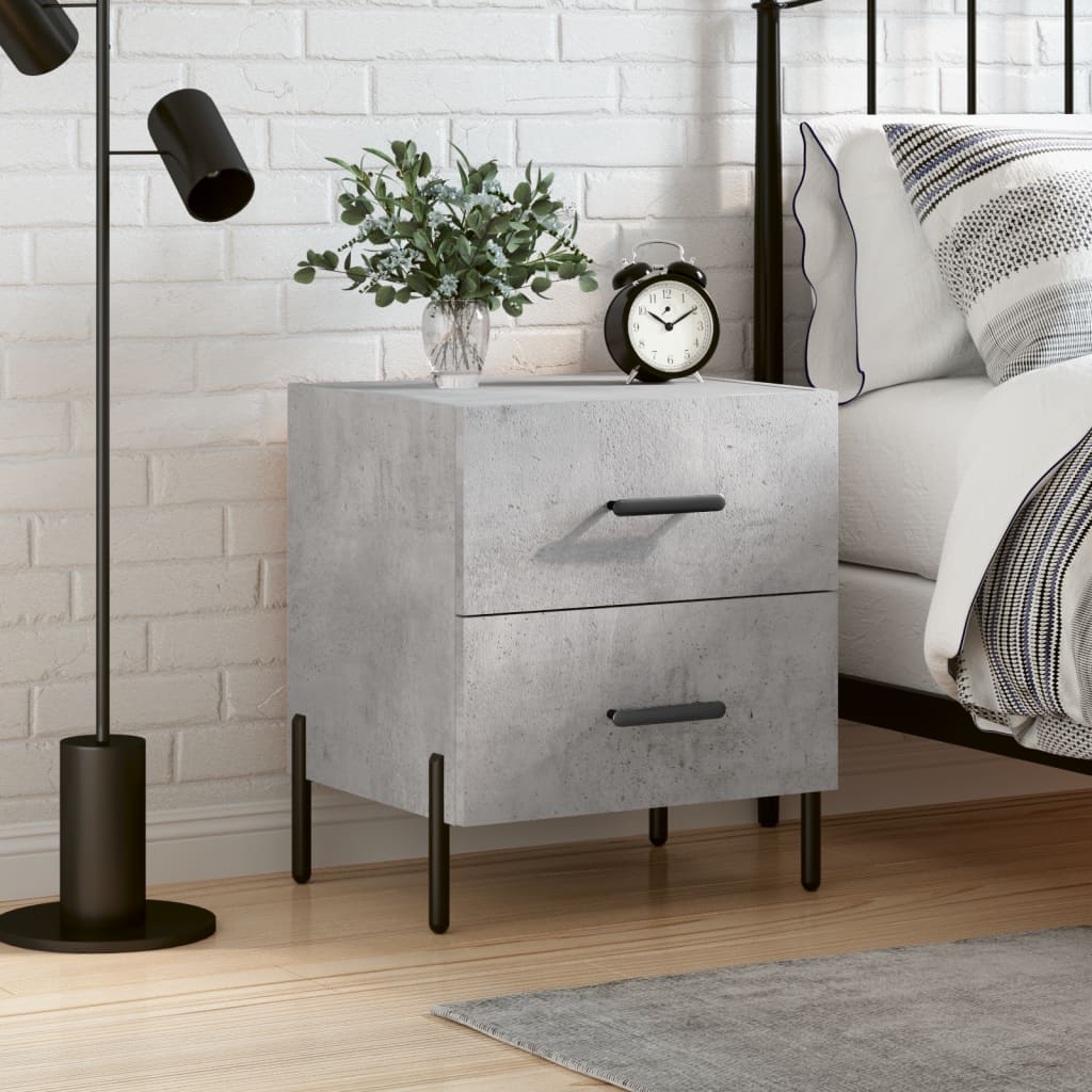 Bedside Cabinet Concrete Grey 40x35x47,5 cm Engineered Wood