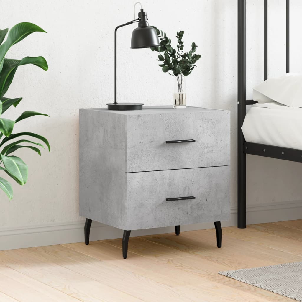 Bedside Cabinet Concrete Grey 40x35x47,5 cm Engineered Wood