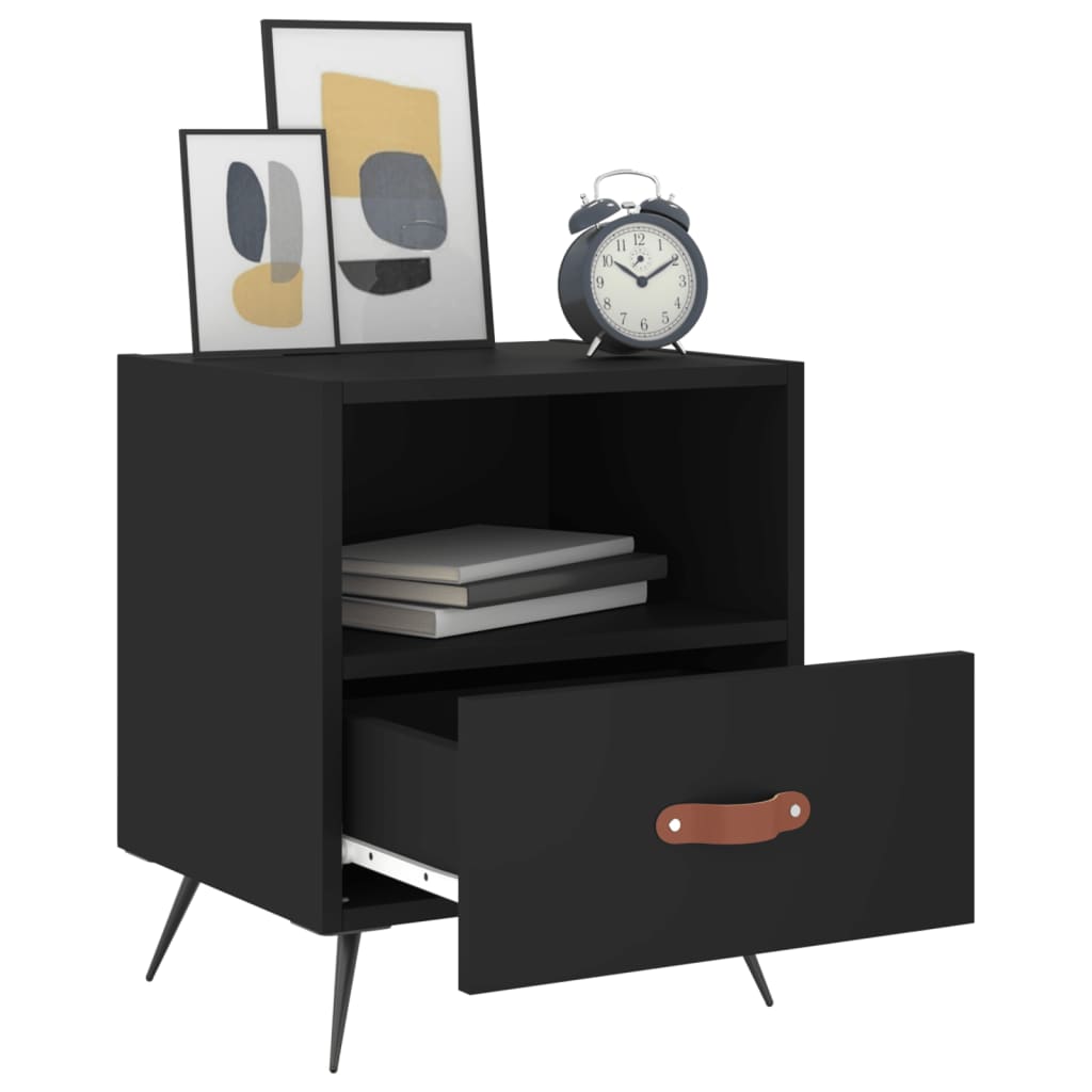 Bedside Cabinets 2 pcs Black 40x35x47.5 cm Engineered Wood