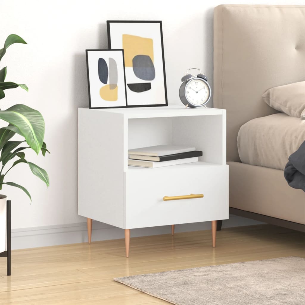 Bedside Cabinet White 40x35x47,5 cm Engineered Wood