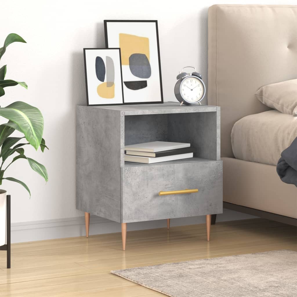 Bedside Cabinet Concrete Grey 40x35x47,5 cm Engineered Wood