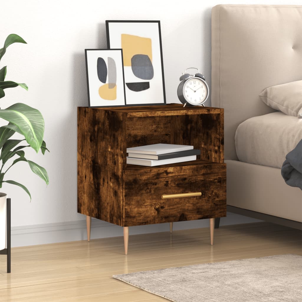 Bedside Cabinet Smoked Oak 40x35x47,5 cm Engineered Wood