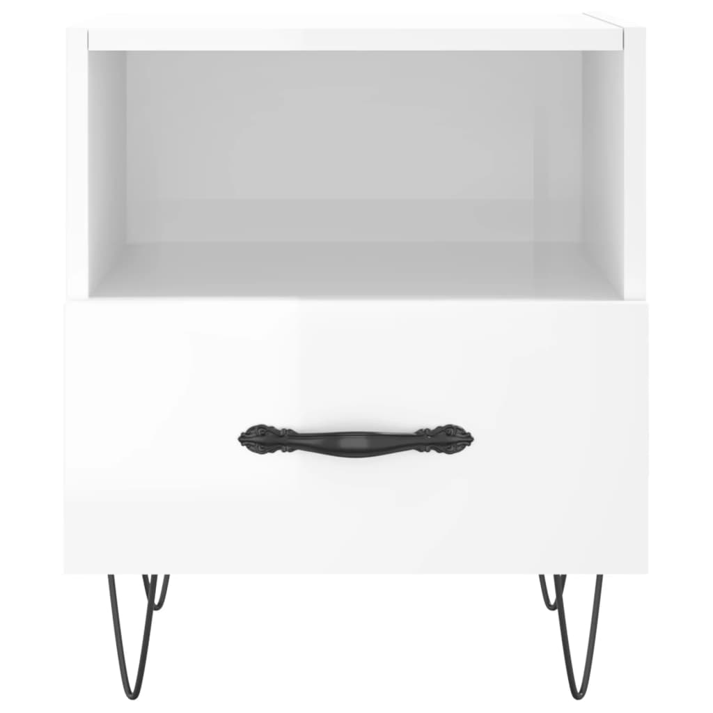 Bedside Cabinets 2 pcs High Gloss White 40x35x47.5 cm Engineered Wood