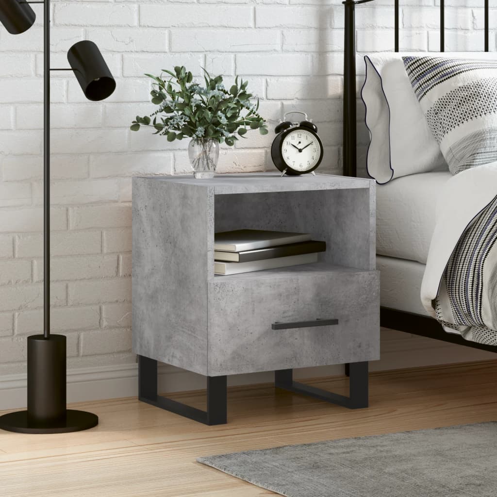 Bedside Cabinet Concrete Grey 40x35x47,5 cm Engineered Wood