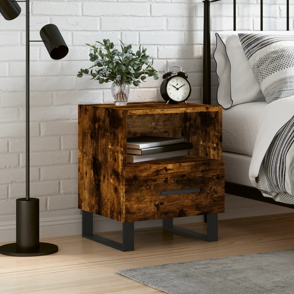 Bedside Cabinet Smoked Oak 40x35x47,5 cm Engineered Wood