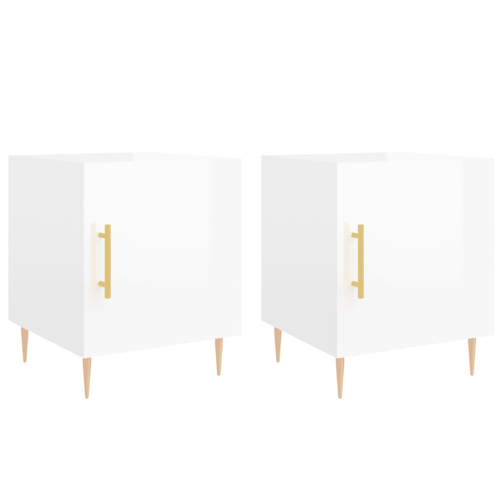 Bedside Cabinets 2 pcs High Gloss White 40x40x50 cm