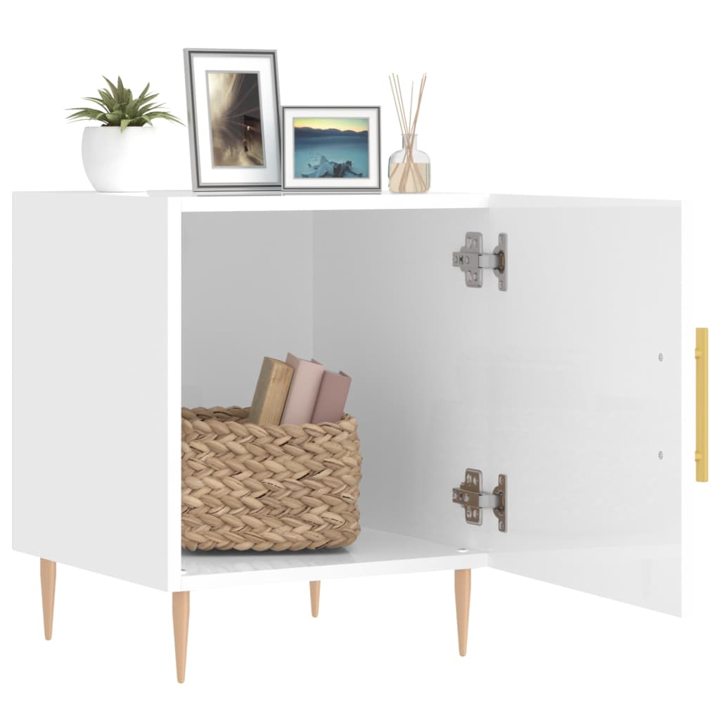 Bedside Cabinets 2 pcs High Gloss White 40x40x50 cm