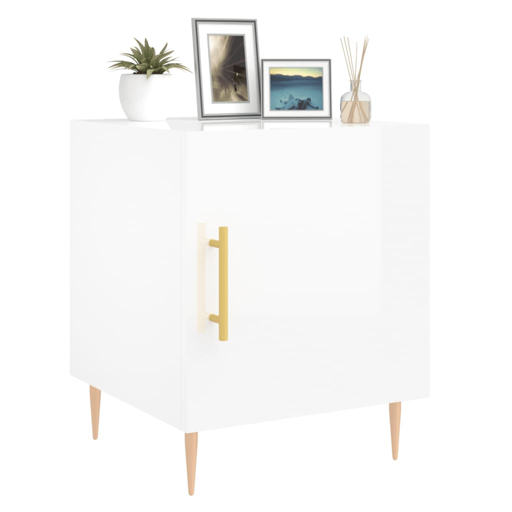 Bedside Cabinets 2 pcs High Gloss White 40x40x50 cm