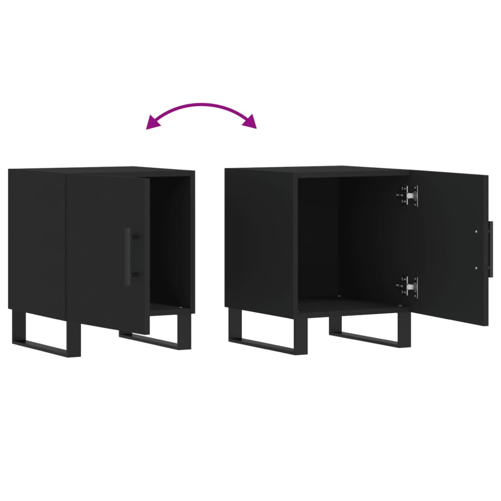 Bedside Cabinets 2 pcs Black 40x40x50 cm Engineered Wood