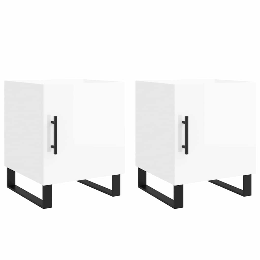 Bedside Cabinets 2 pcs High Gloss White 40x40x50 cm