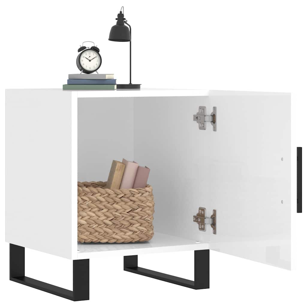 Bedside Cabinets 2 pcs High Gloss White 40x40x50 cm