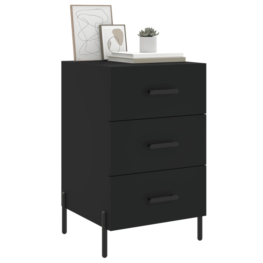 vidaXL Bedside Cabinet Black 40x40x66 cm Engineered Wood