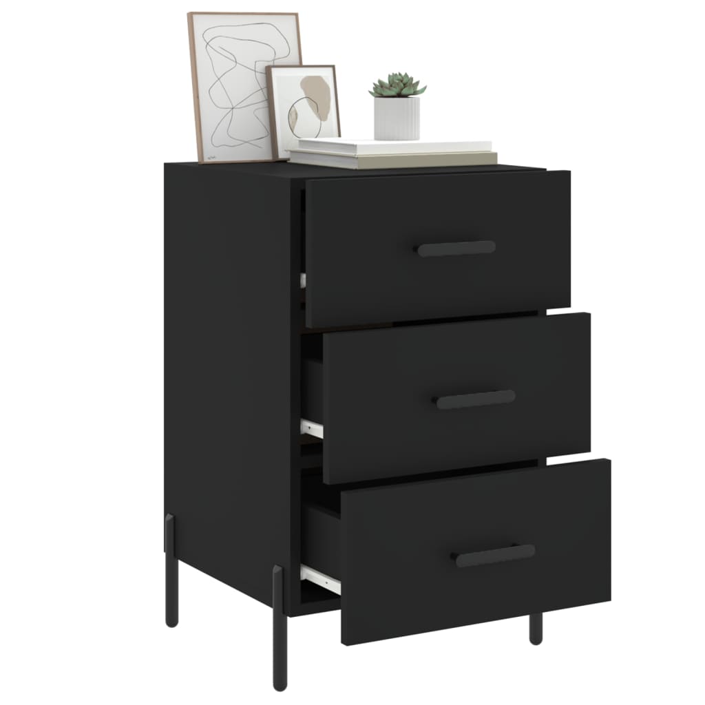 vidaXL Bedside Cabinet Black 40x40x66 cm Engineered Wood