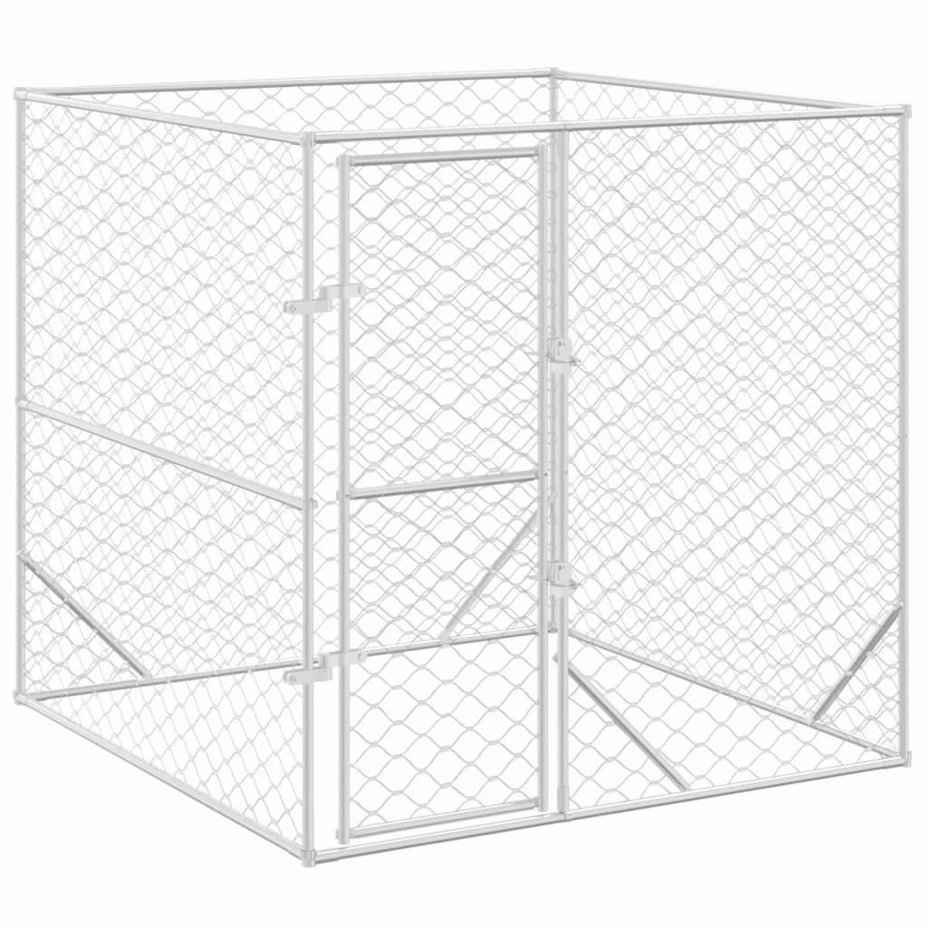 vidaXL Outdoor Dog Kennel Silver 2x2x2 m Galvanised Steel