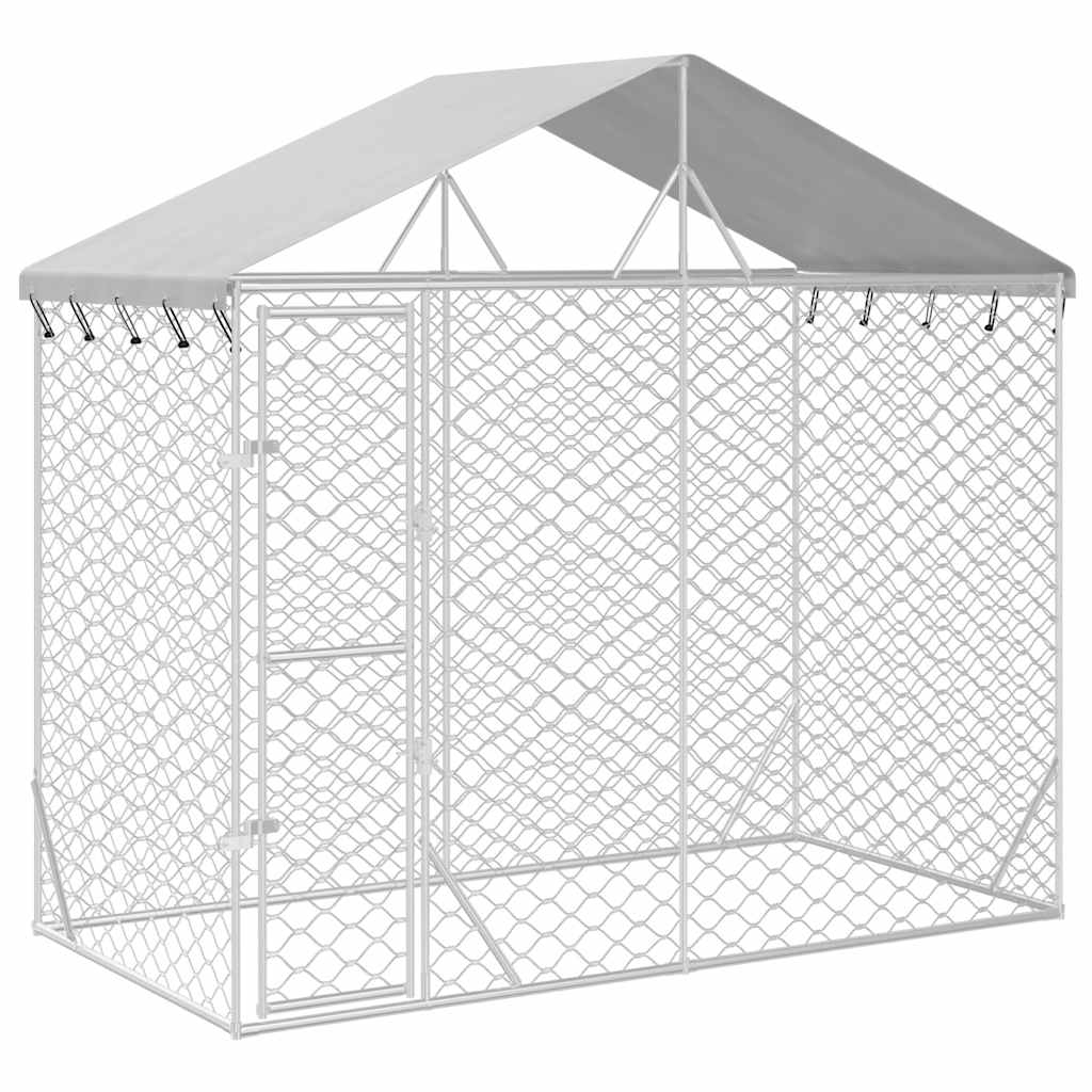 vidaXL Outdoor Dog Kennel with Roof Silver 3x1.5x2.5 m Galvanised Steel