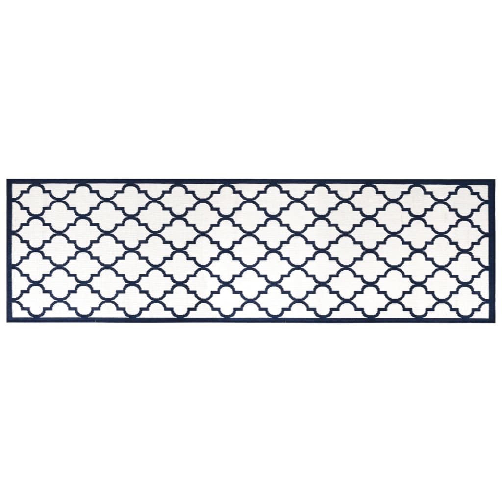 vidaXL Outdoor Rug Navy and White 80x250 cm Reversible Design