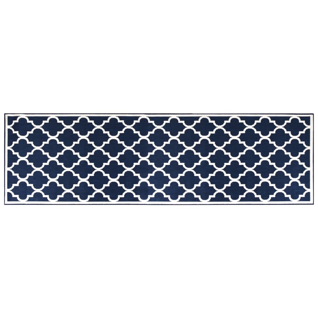 vidaXL Outdoor Rug Navy and White 80x250 cm Reversible Design