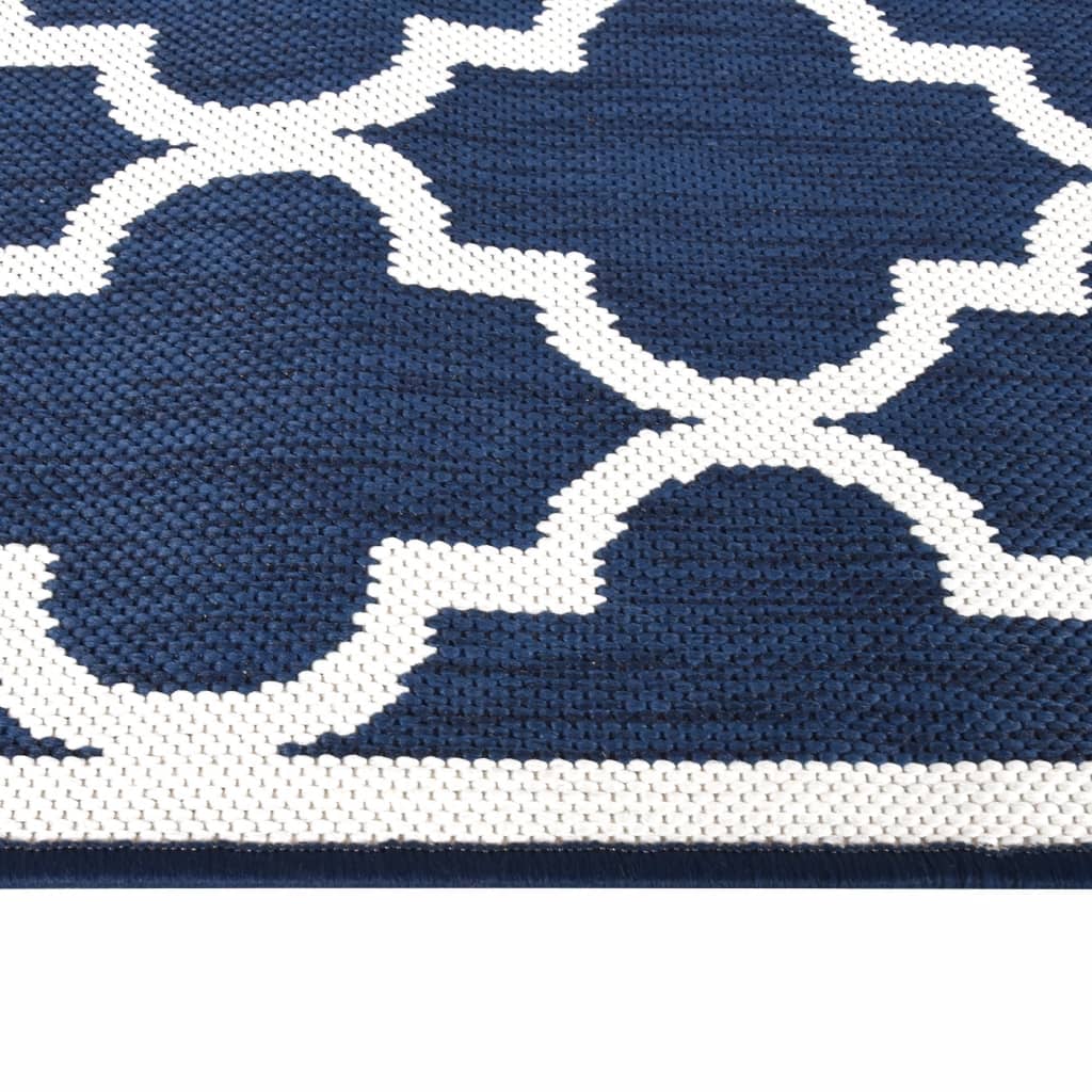 vidaXL Outdoor Rug Navy and White 80x250 cm Reversible Design