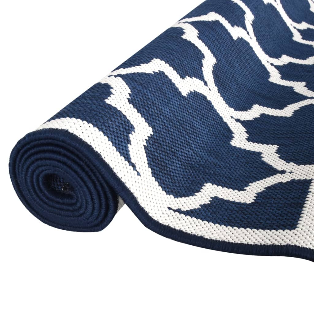 vidaXL Outdoor Rug Navy and White 80x250 cm Reversible Design