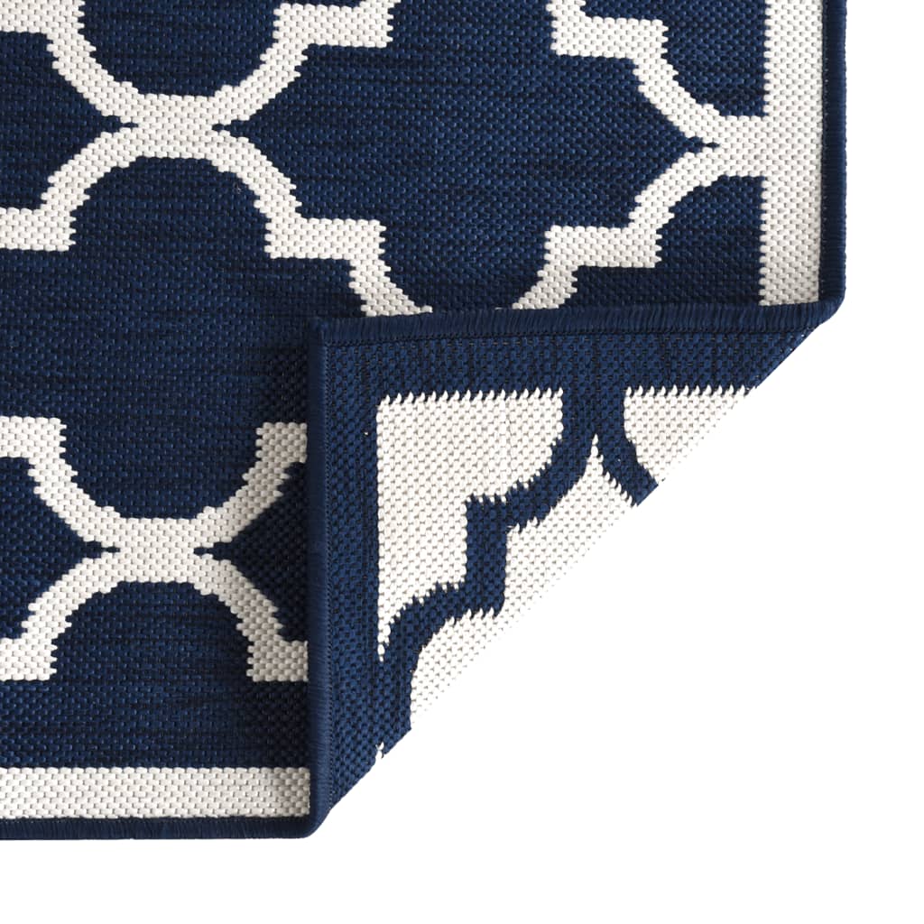 vidaXL Outdoor Rug Navy and White 80x250 cm Reversible Design