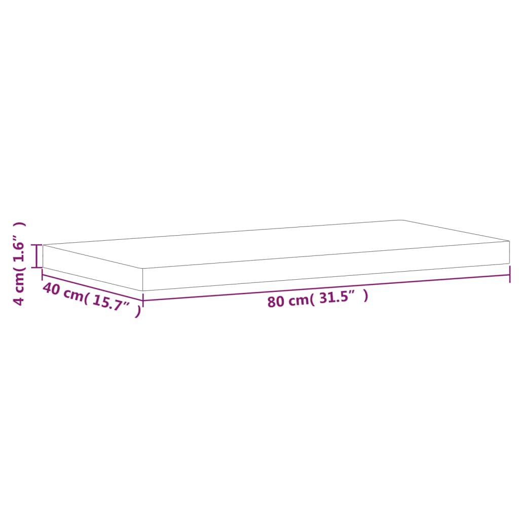 vidaXL Table Top 80x40x4 cm Rectangular Solid Wood Beech