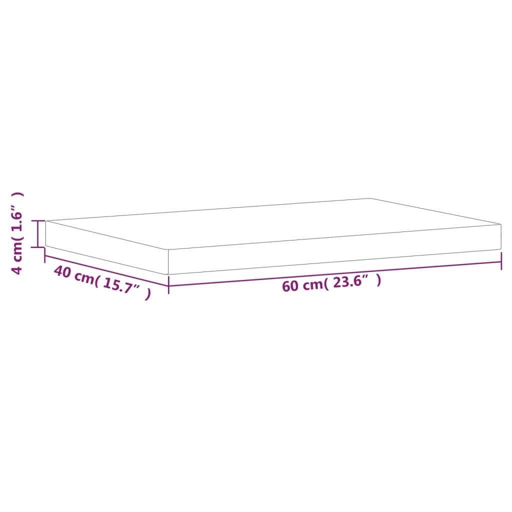 vidaXL Table Top 60x40x4 cm Rectangular Solid Wood Beech