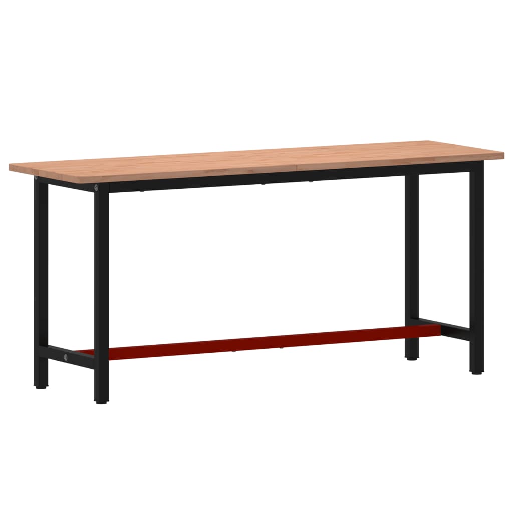 vidaXL Workbench 180x55x81.5 cm Solid Wood Beech and Metal