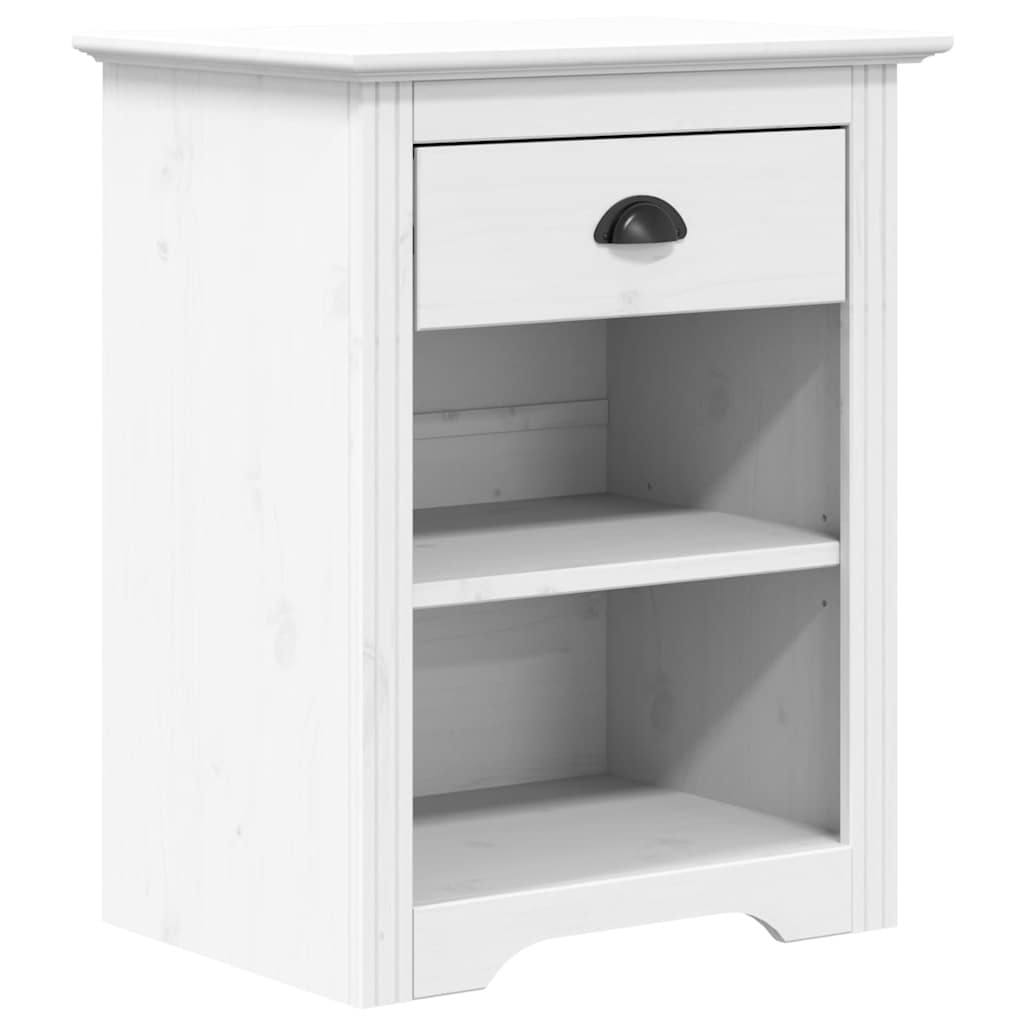 Bedside Cabinet BODO White 53x38.5x66 cm Solid Wood Pine