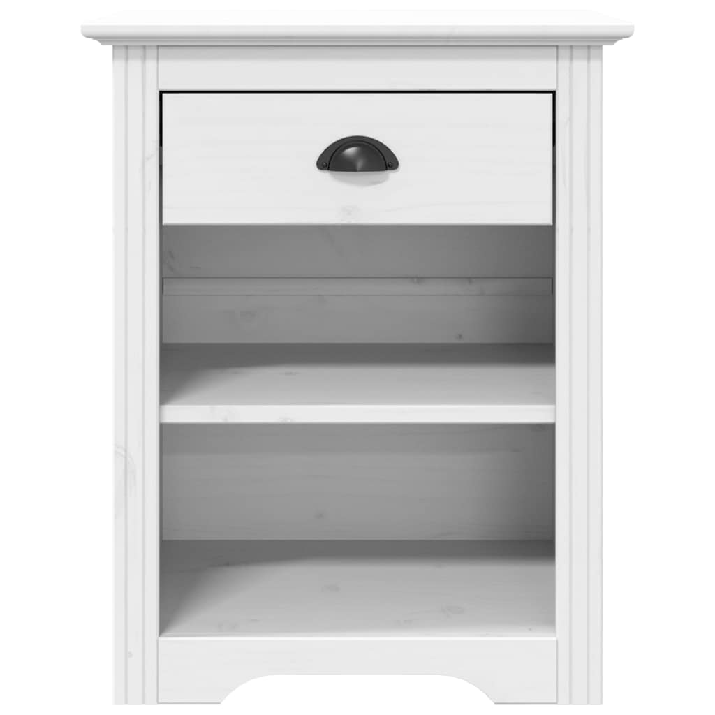 Bedside Cabinet BODO White 53x38.5x66 cm Solid Wood Pine