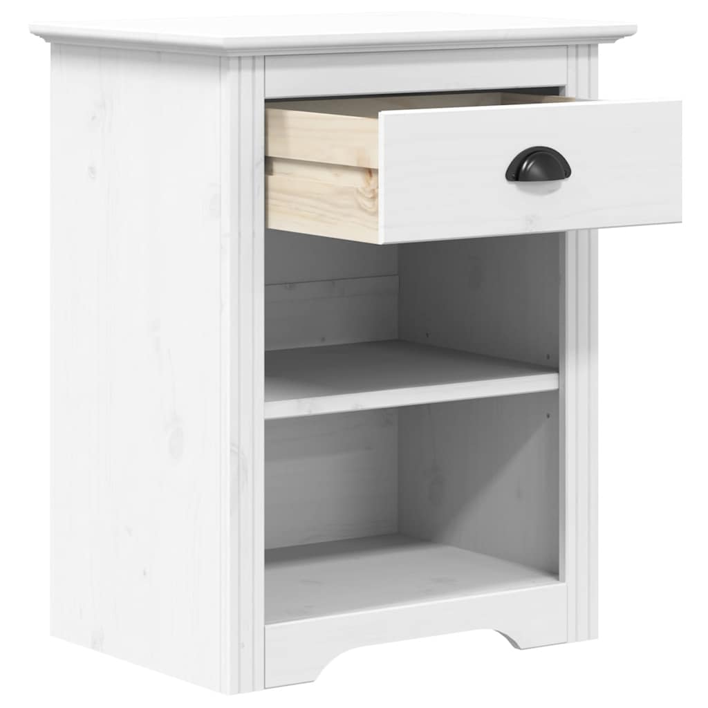 Bedside Cabinet BODO White 53x38.5x66 cm Solid Wood Pine