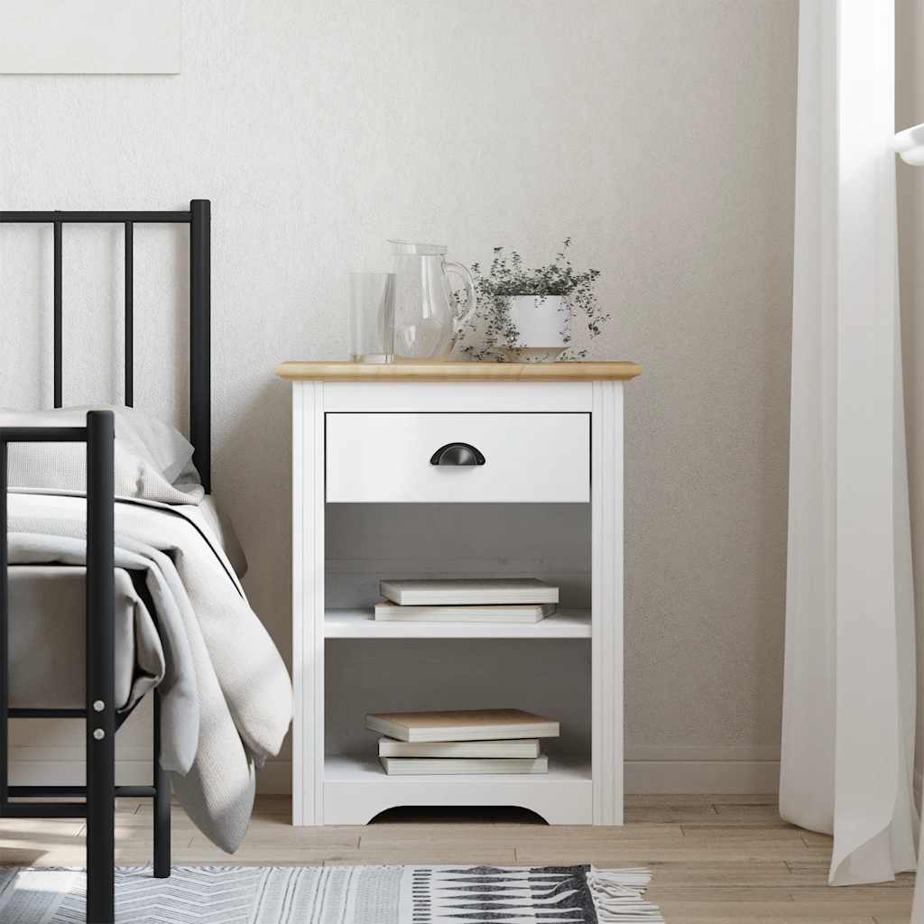 Bedside Cabinet BODO Brown 53x38.5x66 cm Solid Wood Pine