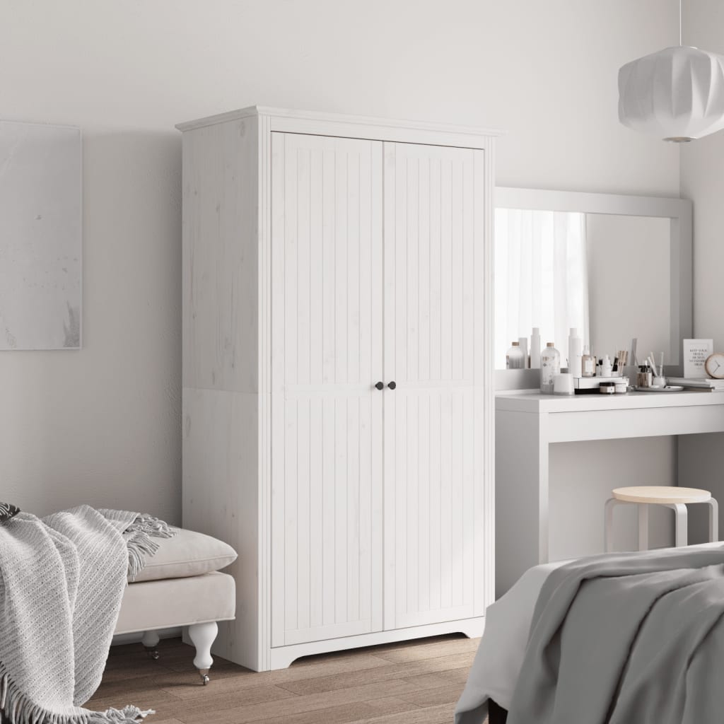 Wardrobe "BODO" White 99x53,5x173 cm Solid Wood Pine