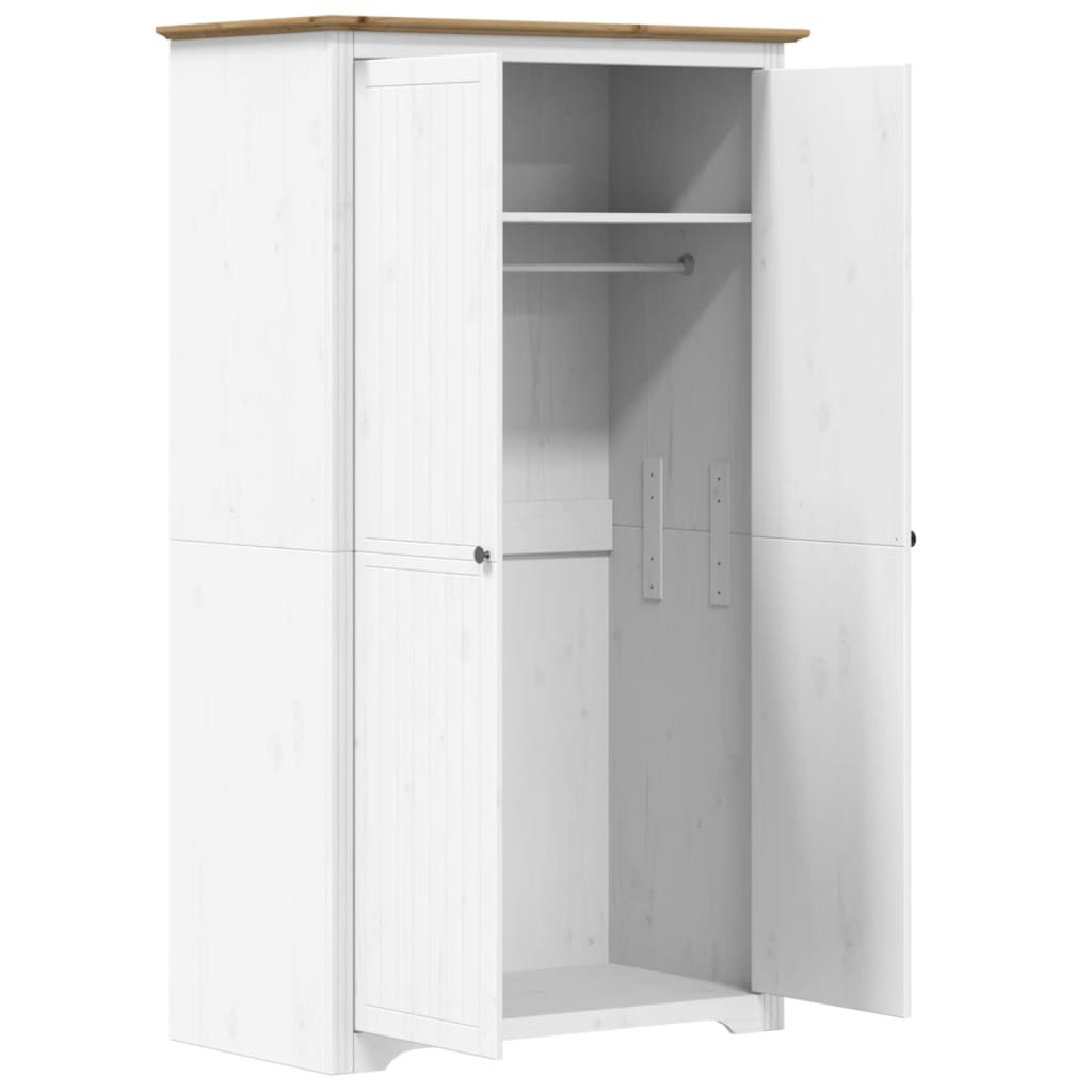 vidaXL Wardrobe BODO White and Brown 101x52x176.5 cm Solid Wood Pine