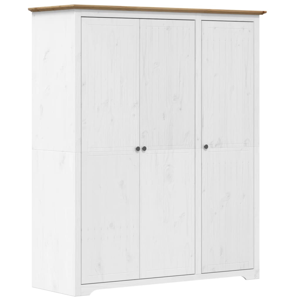 vidaXL Wardrobe BODO White and Brown 151.5x52x176.5cm Solid Wood Pine