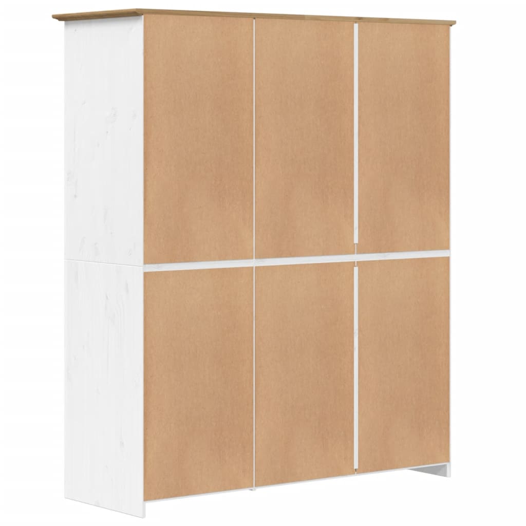 vidaXL Wardrobe BODO White and Brown 151.5x52x176.5cm Solid Wood Pine