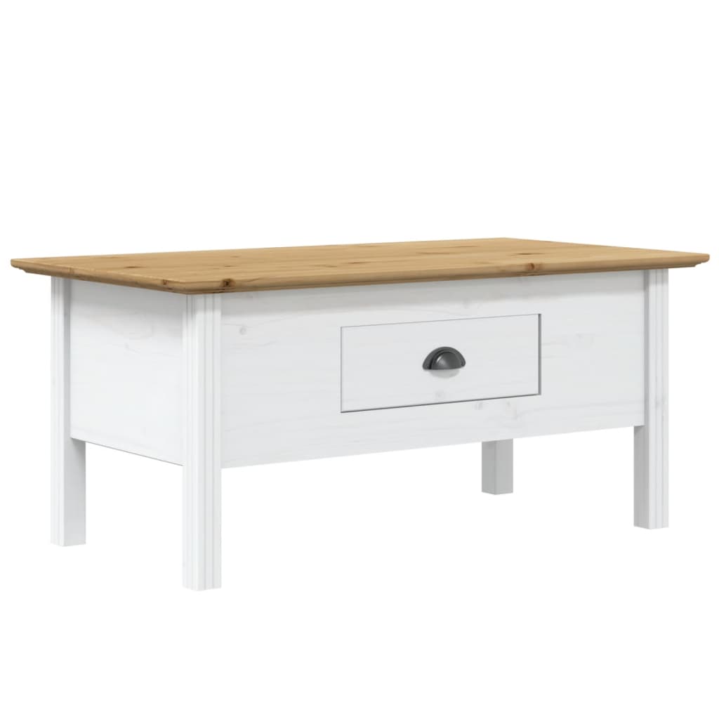 Coffee Table "BODO" White and Brown 100x55x46 cm Solid Wood Pine