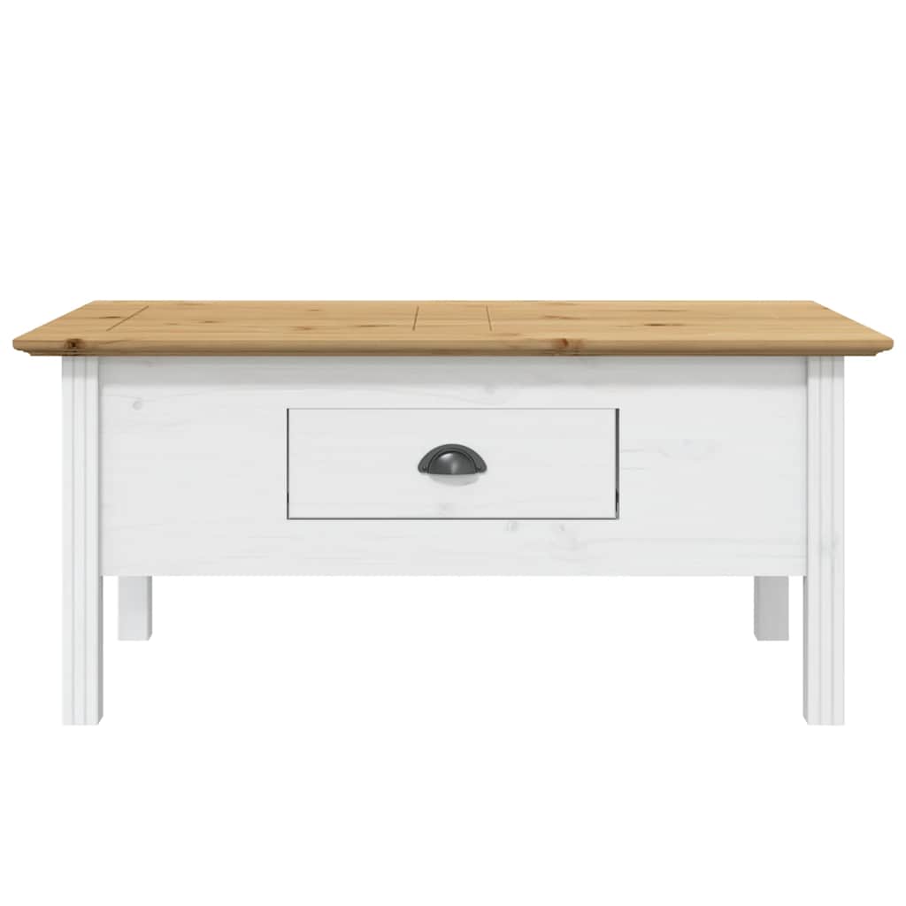 Coffee Table "BODO" White and Brown 100x55x46 cm Solid Wood Pine