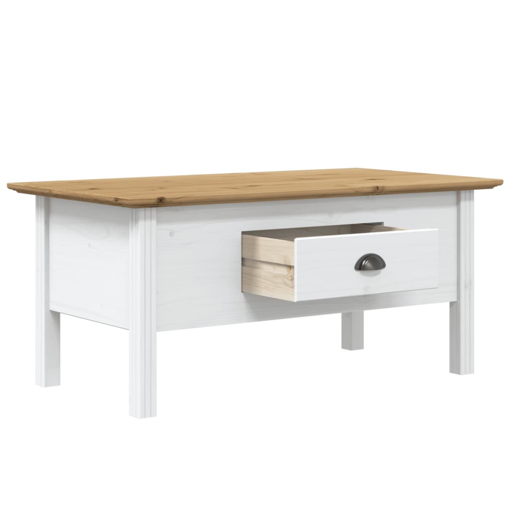 Coffee Table "BODO" White and Brown 100x55x46 cm Solid Wood Pine