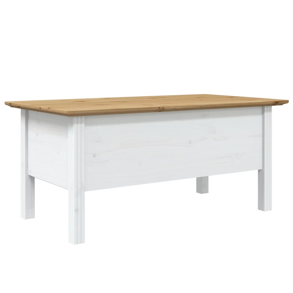 Coffee Table "BODO" White and Brown 100x55x46 cm Solid Wood Pine