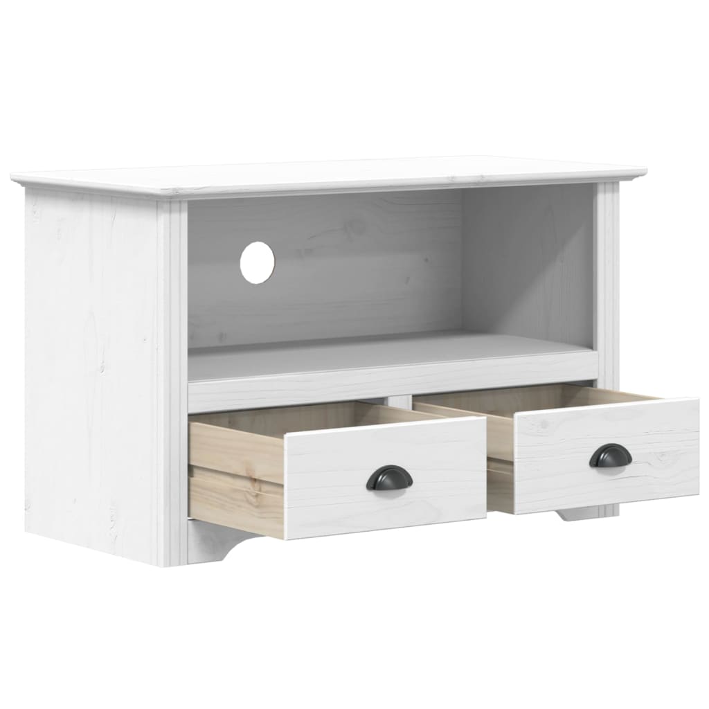 vidaXL TV Cabinet with 2 Drawers BODO White 91x43x56 cm Solid Wood Pine