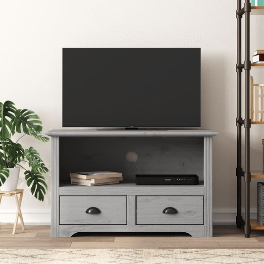 vidaXL TV Cabinet with 2 Drawers BODO Grey 91x43x56 cm Solid Wood Pine