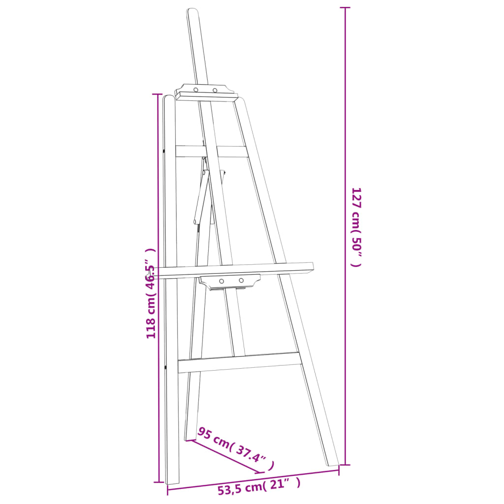 vidaXL Easel Stand 53.5x95x127 cm Solid Wood Pine