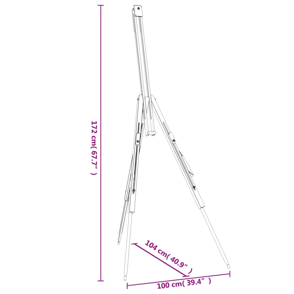 vidaXL Easel Stand 100x104x172 cm Solid Beech Wood