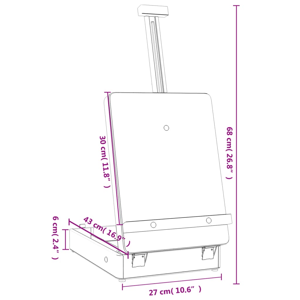 vidaXL Table Easel 27x43x68 cm Solid Wood Pine